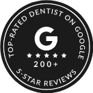 Top rated dentist on Google badge